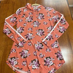Peach Hoodie Floral Design Size Large